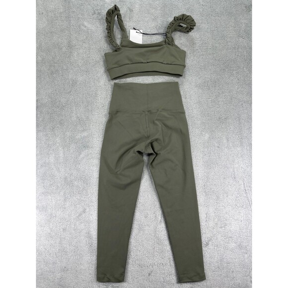 925 Fit Submarine 2 Piece Leggings And Bra Set Girls 12 Sage Green Skinny Leg - Picture 5 of 16